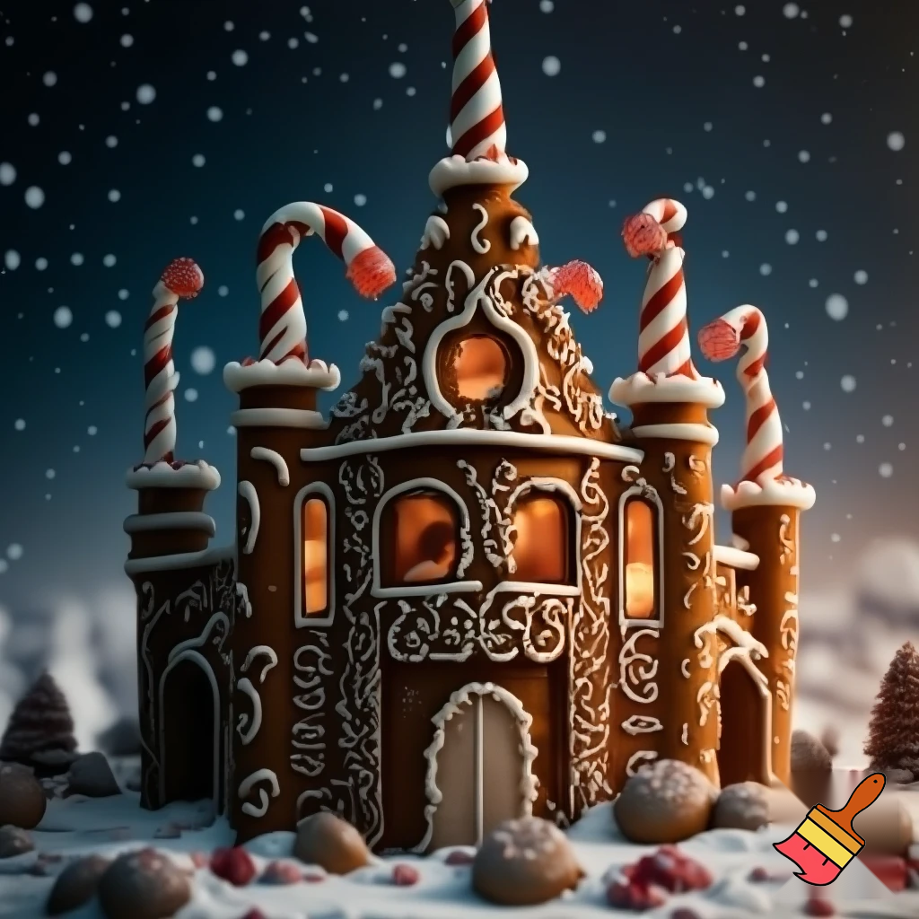 A gingerbread house castle chocolate