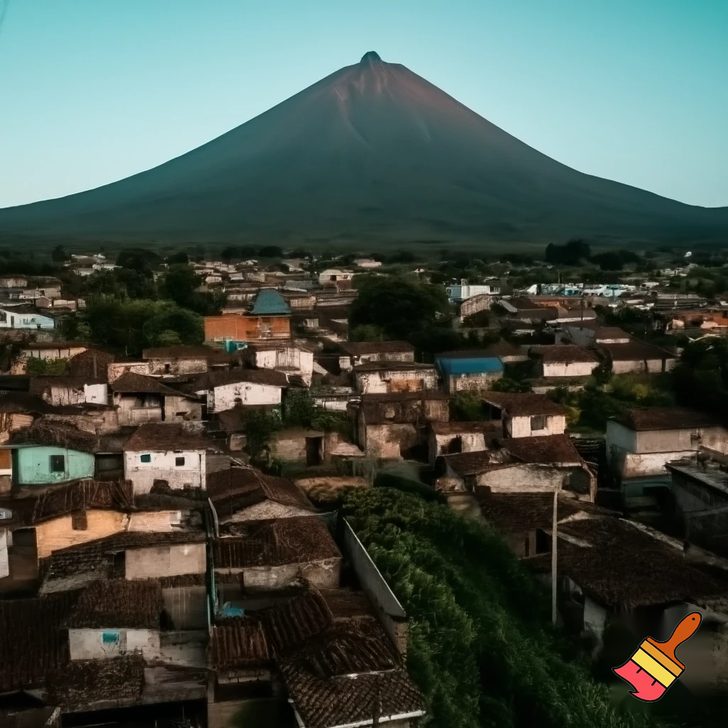 Poor neighborhood on the tip of a volcano