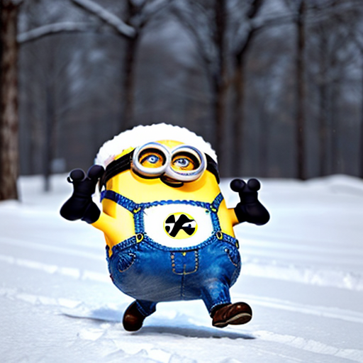 Minion flying in snow 