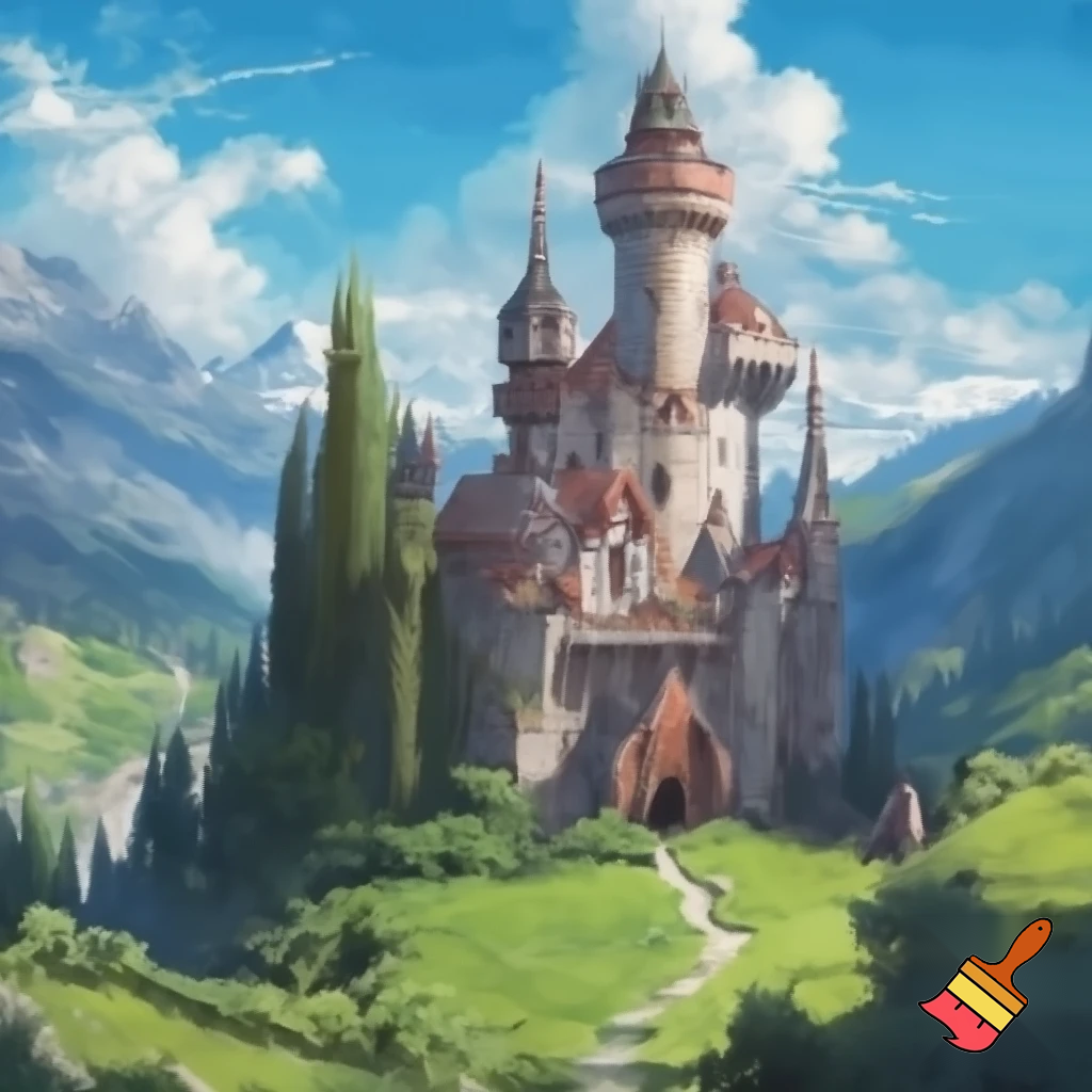 un castello da fiaba in un paesaggio alpino