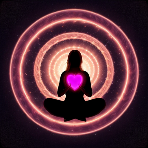 lucid dreaming. spiritual woman with a spiral emanating from her heart
 by the night sky