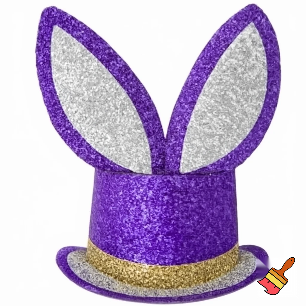 Easter bunny top hat headband, purple and white gold and silver
