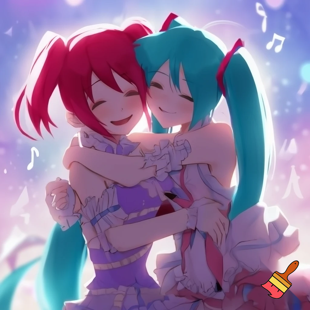 Miku hugging teto
