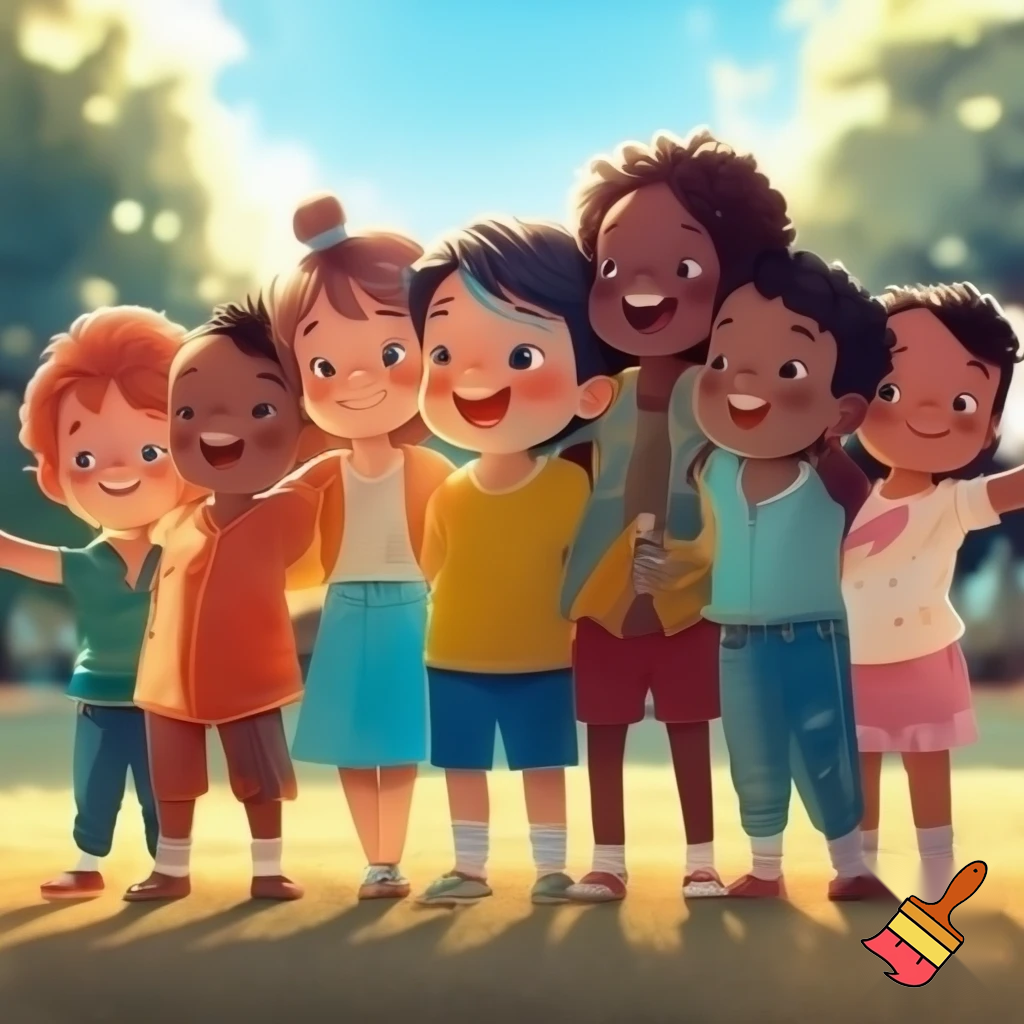 young kids from ethnic diverse backgrounds holding hands side by side 
