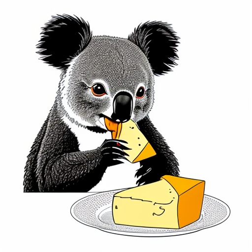 a koala eating cheese

