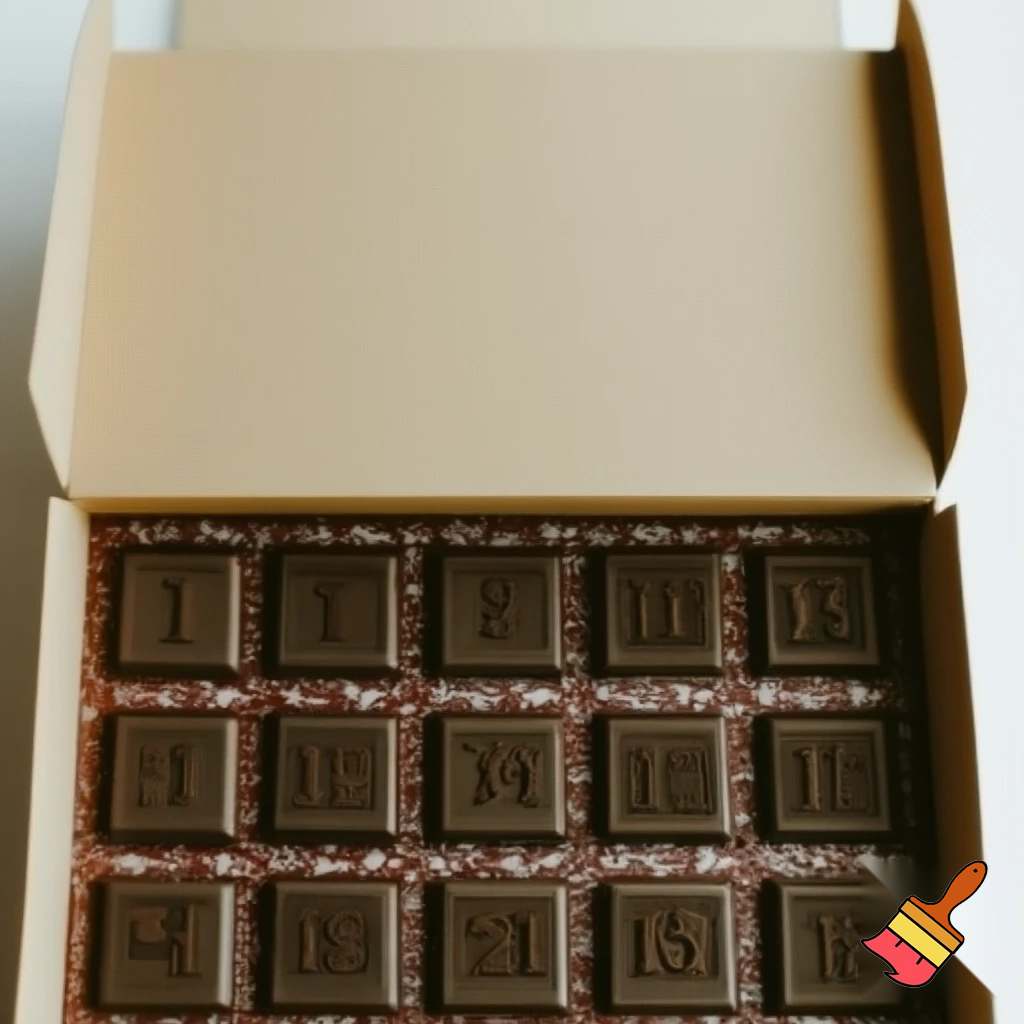 Chocolate advent calendar Numbers in the box a Christmas one hope the lead out how many days till Christmas? Christmas patterns countdown.