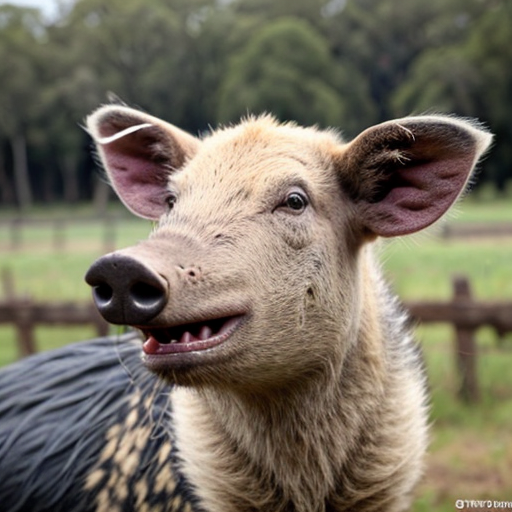 create evil feral mugshot of wild dog in a WANTED poster and add these reasons create a wanted poster with a mugshot picture of an evil human wild pig. the reward should be a lifetime supply of bacon and these are the reasons why•	These pests cause damage to the environment through wallowing, rooting for food and selective feeding.
•	By 1880, they were already considered a serious pest in parts of New South Wales. 
•	 They prey on newborn lambs, destroy crops, damage fences, foul water sources, and compete with livestock for food.
•	 Their impact costs farmers millions of dollars annually. 
•	Wild pigs are potential carriers of diseases, including foot-and-mouth disease
add these
