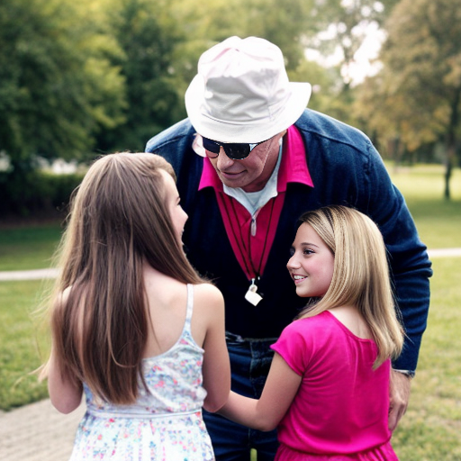 Genera la imagen real de cuatro niñas rubias de 11 años vestidas sin ropa  jugando con su papa
