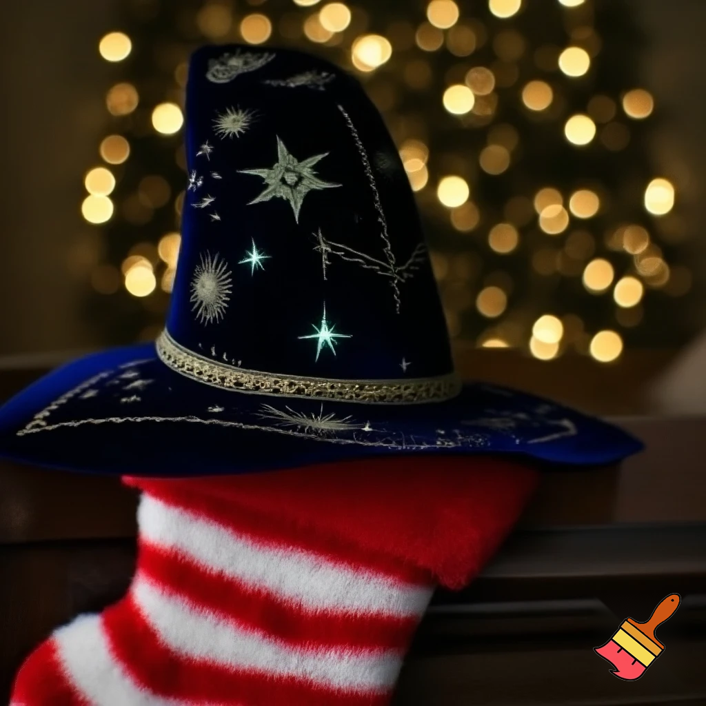 Christmas wizard hat stars and means read a Christmas hat