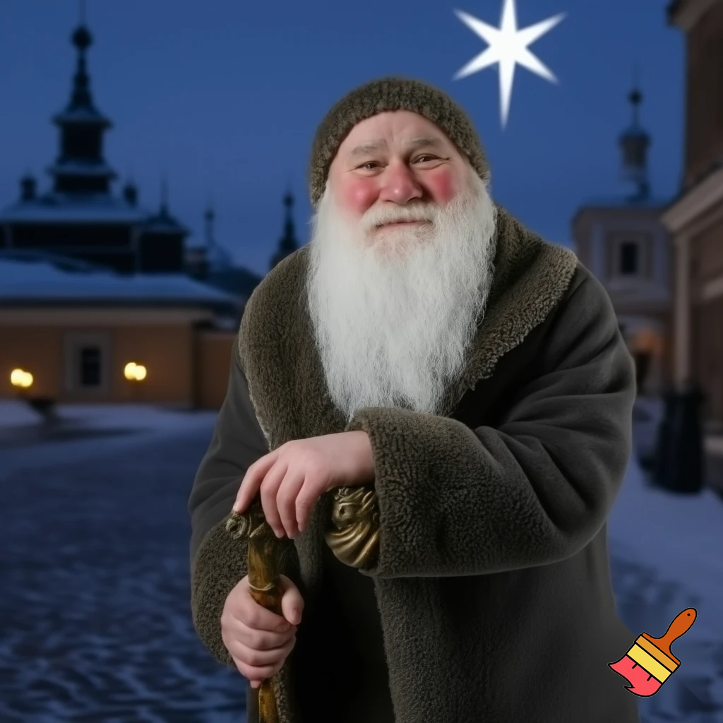 Santa Claus Russians walking stick star