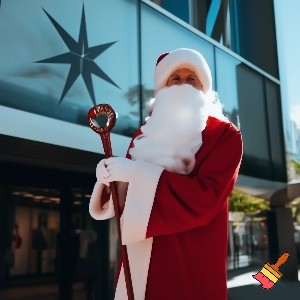 Santa Claus, Russia walking stick with the start the real Santa Claus shopping Centre in Australia
A star