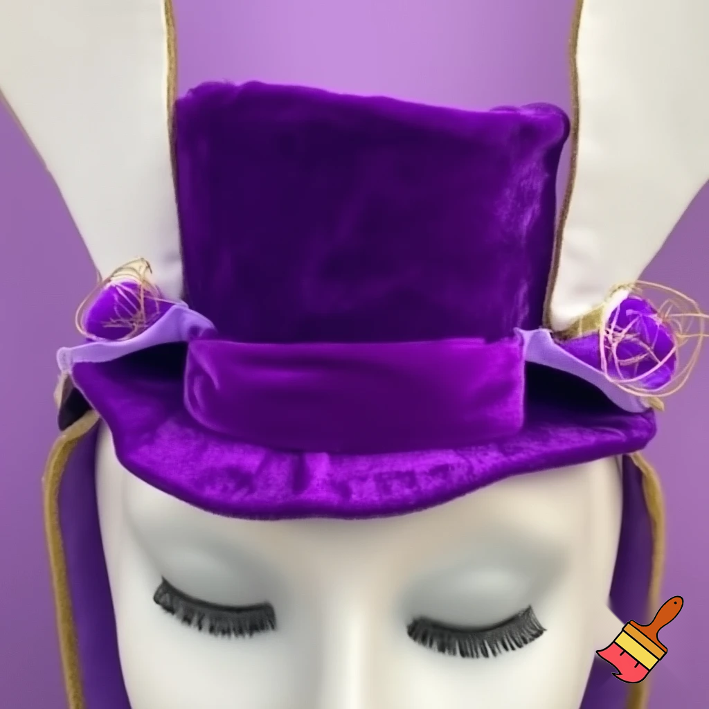 Easter top hat headband Easter bunny headband, purple and white with gold Easter top hat headband and fabric velvet and fabric velvet top head headband top hat headband special in delicate