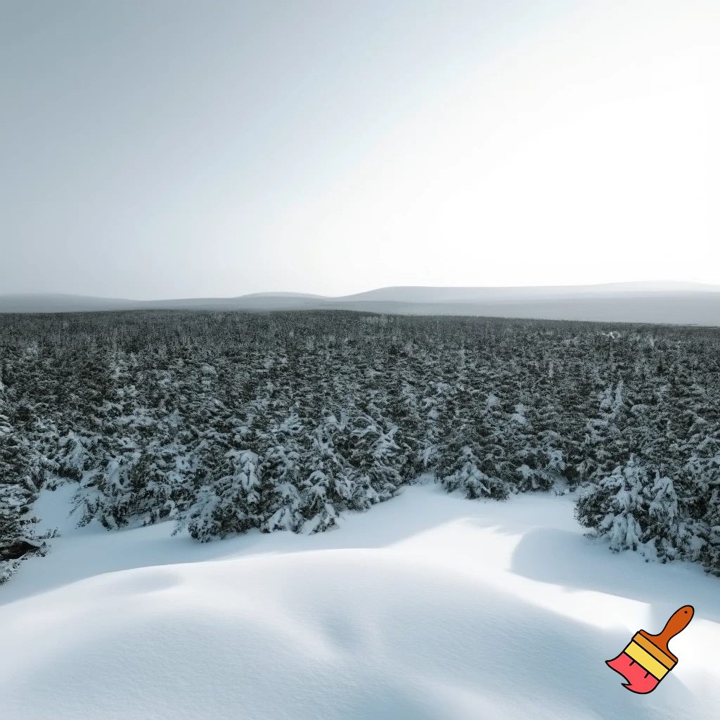 una imagen de un paisaje nevado con bosques