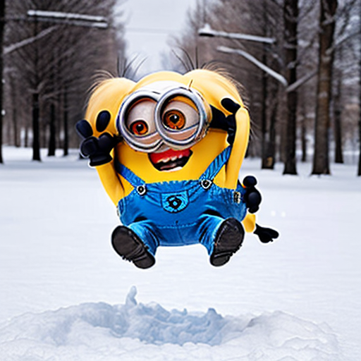 Minion flying in snow 