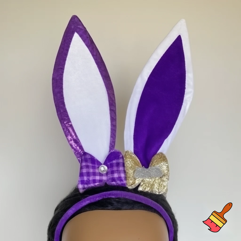 Special top hat headband Easter headband with rabbit, ears, purple and white purple and white with glitter velvet golden purple and white with glitter silver