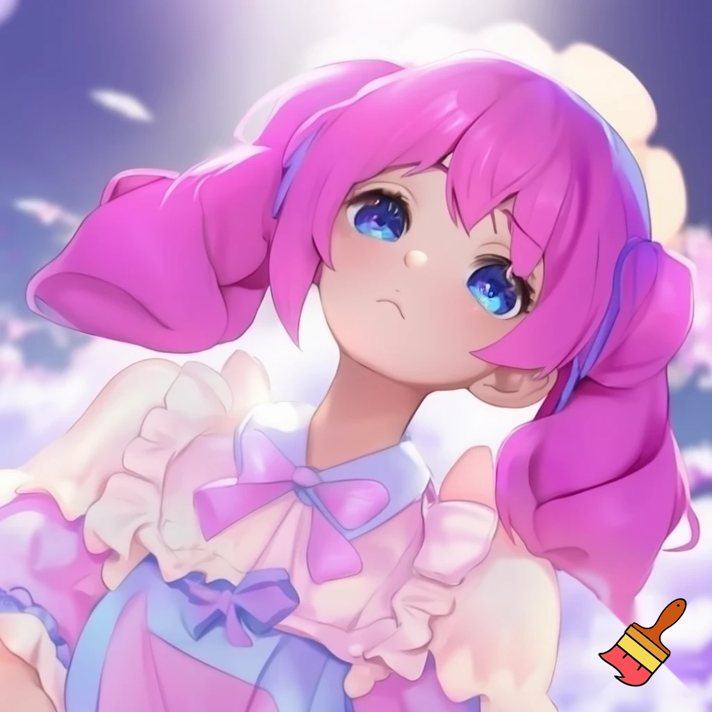 Cute pink haired anime girl