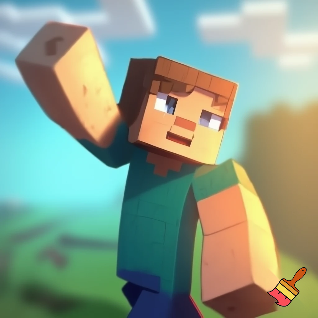 Erstelle ein bild wo der minecraftskin von jontehag winkt