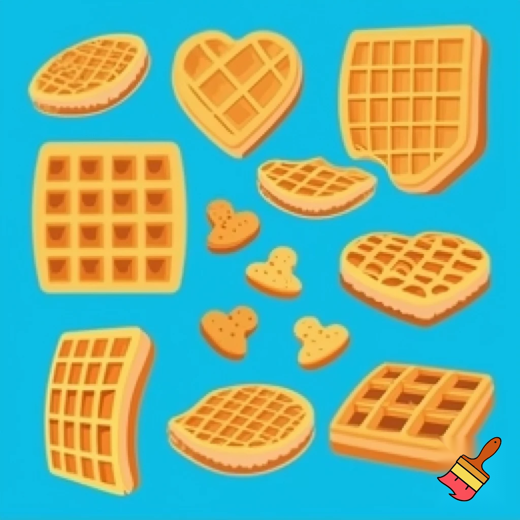 Cartoon Waffles and cookies 
