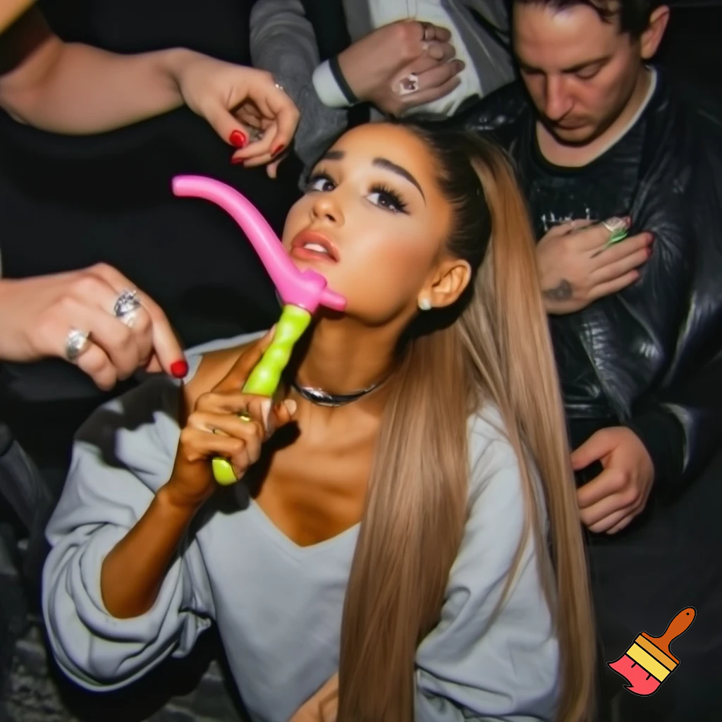 Ariana grande with her tits penetrating her pussy with a sex toy