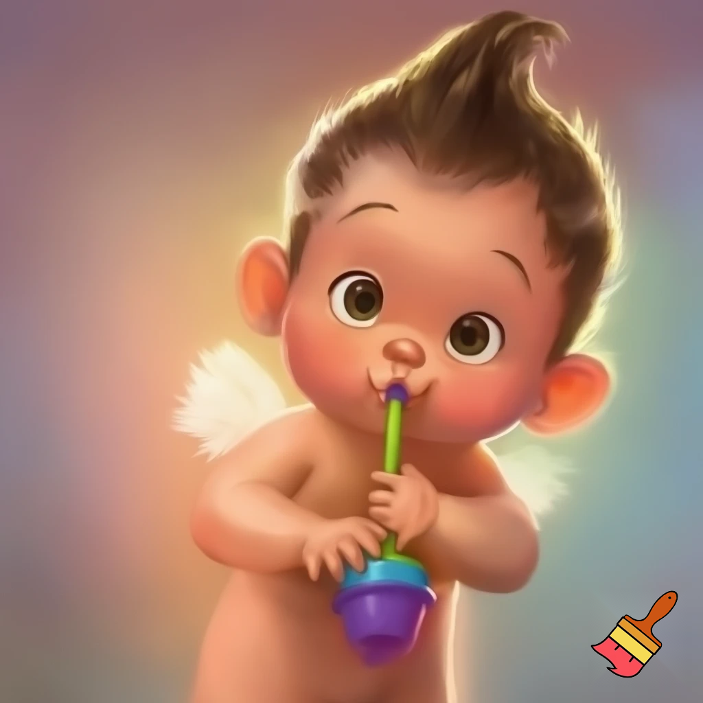 Chubby boy with toilet brush haircut 