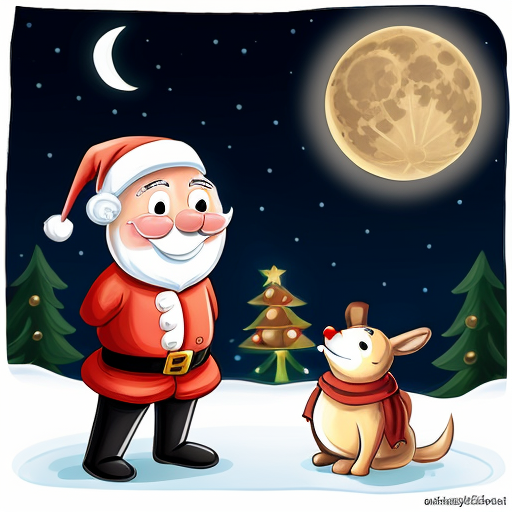 Star and moon christmas cartoon
