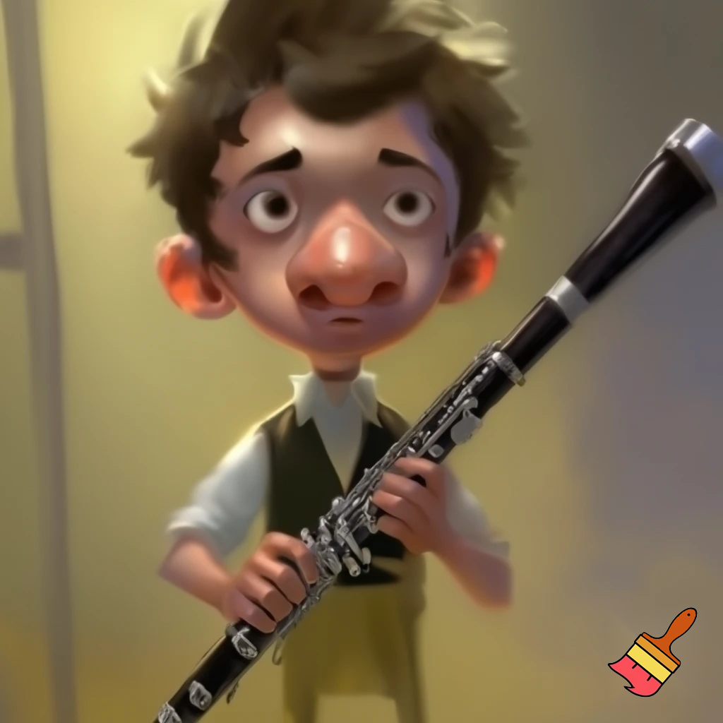 clarinet kid who is weird that lookes like a thrombone player with a huge nose and brown hair