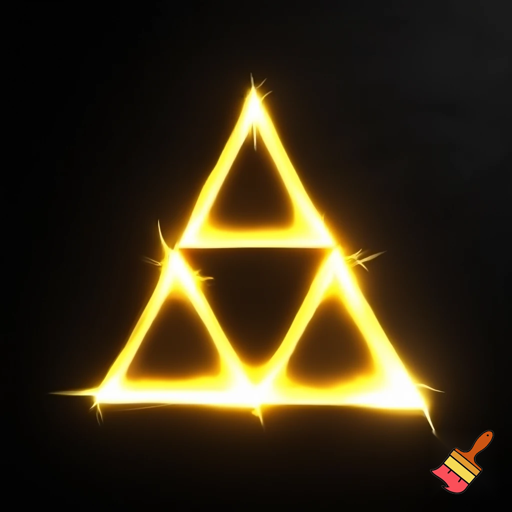 I would like the triforce from Zelda with a black backround  and the triangles being amarillo