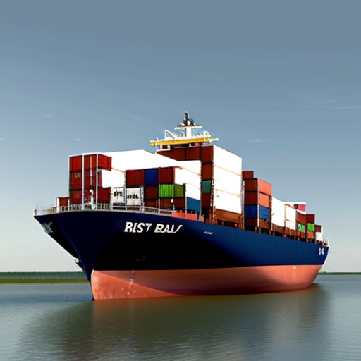 Create a realistic image of a container ship entering mobile bay. On each container is a confederate themed graphic from the civil war era.