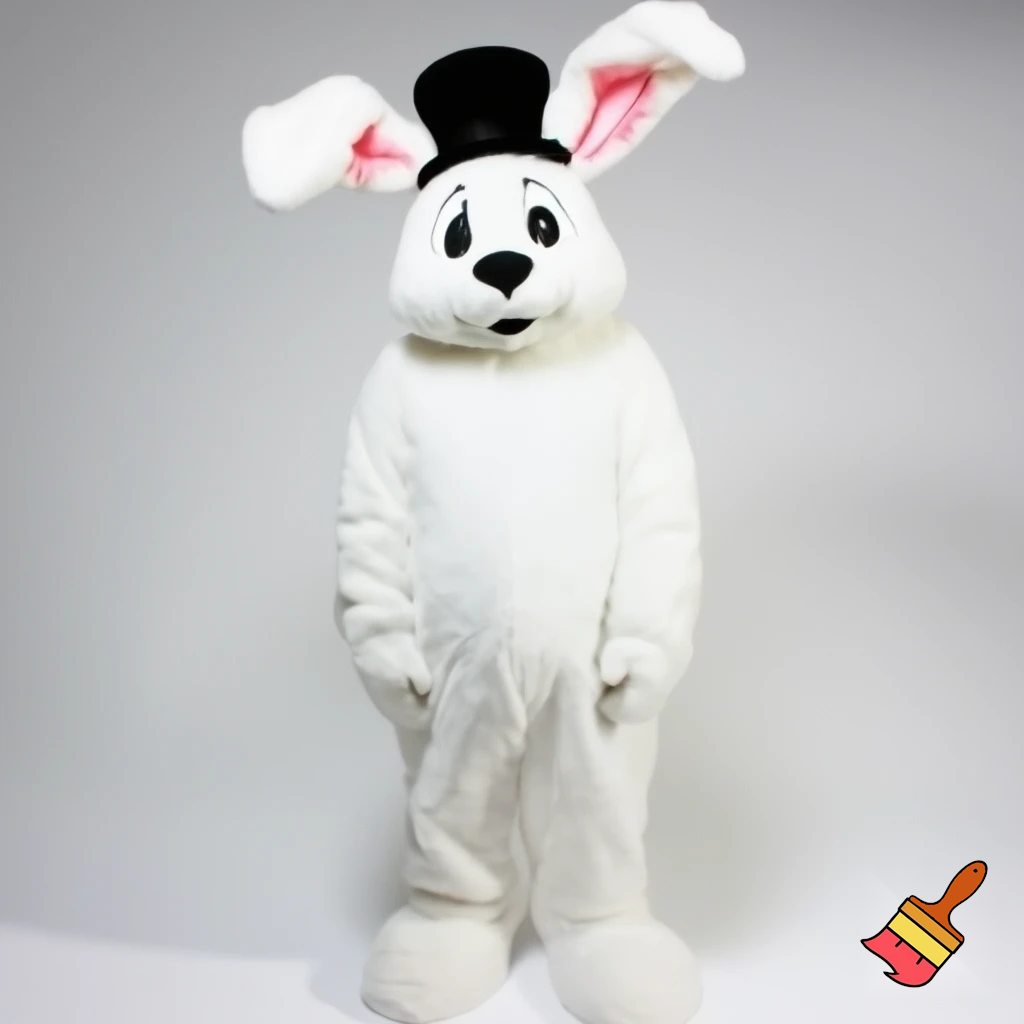 Easter bunny mascot costume top hat mascot costume white