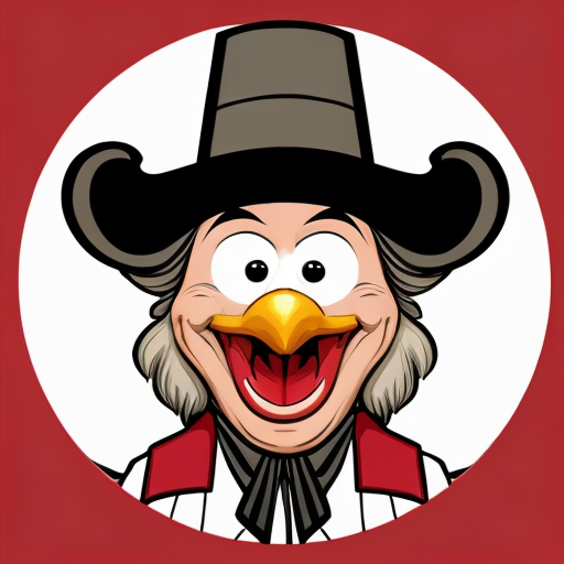 A logo of a crazed turkey
With pilgrim hat in style of Ralph stedman