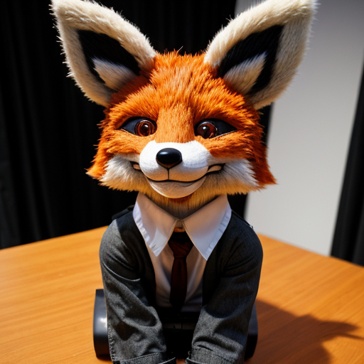 Un zorro animatronico con pelo a dos patas
