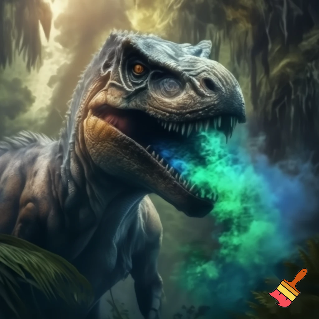 T Rex smoking a flowet