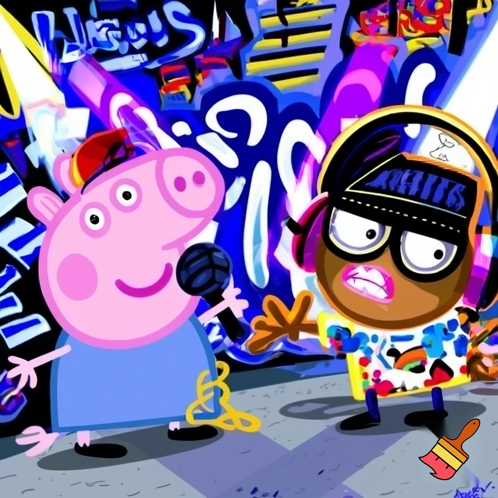 Peppa pig and Danny dog doing a sick rap battle 