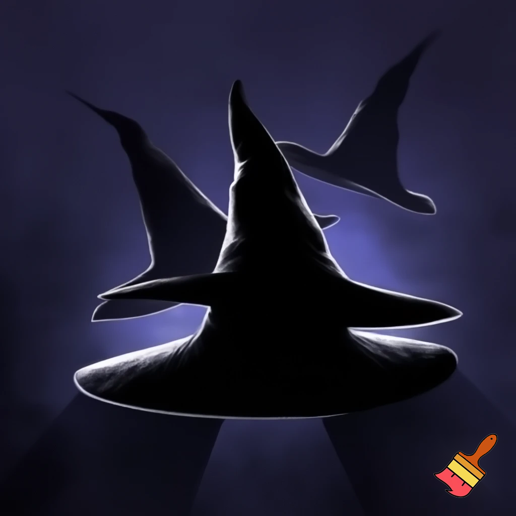 Witches hat, witches hat, dark and black