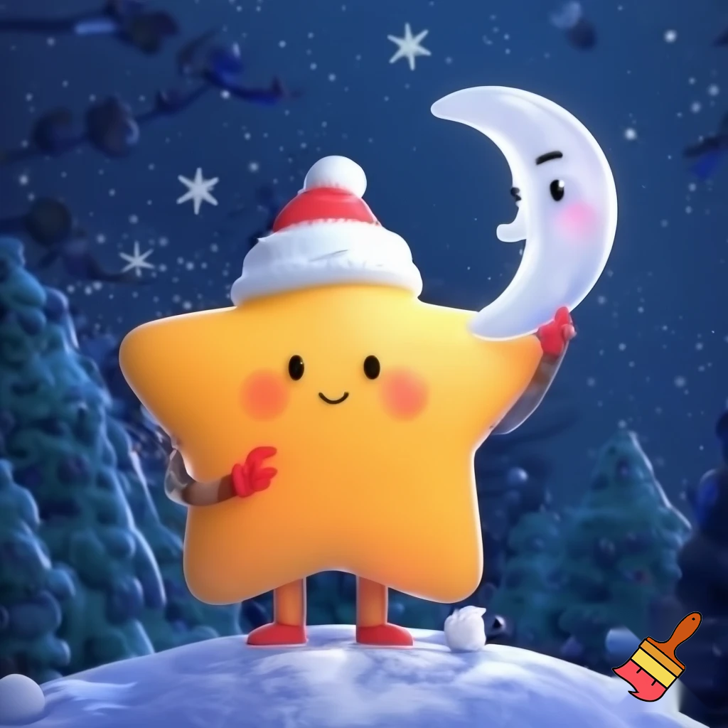 Star and the moon christmas cartoon