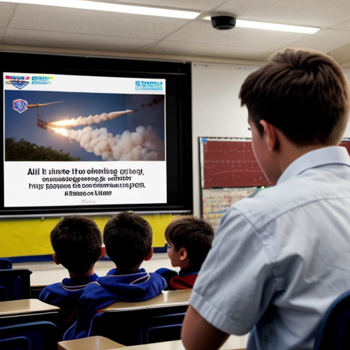 in all boys school
•	The speaker begins 
•	He points toward the students sitting in front of him and smiles.
•	A large screen behind him shows images of rockets launching and students studying in classrooms.
•	The audience begins clapping 
