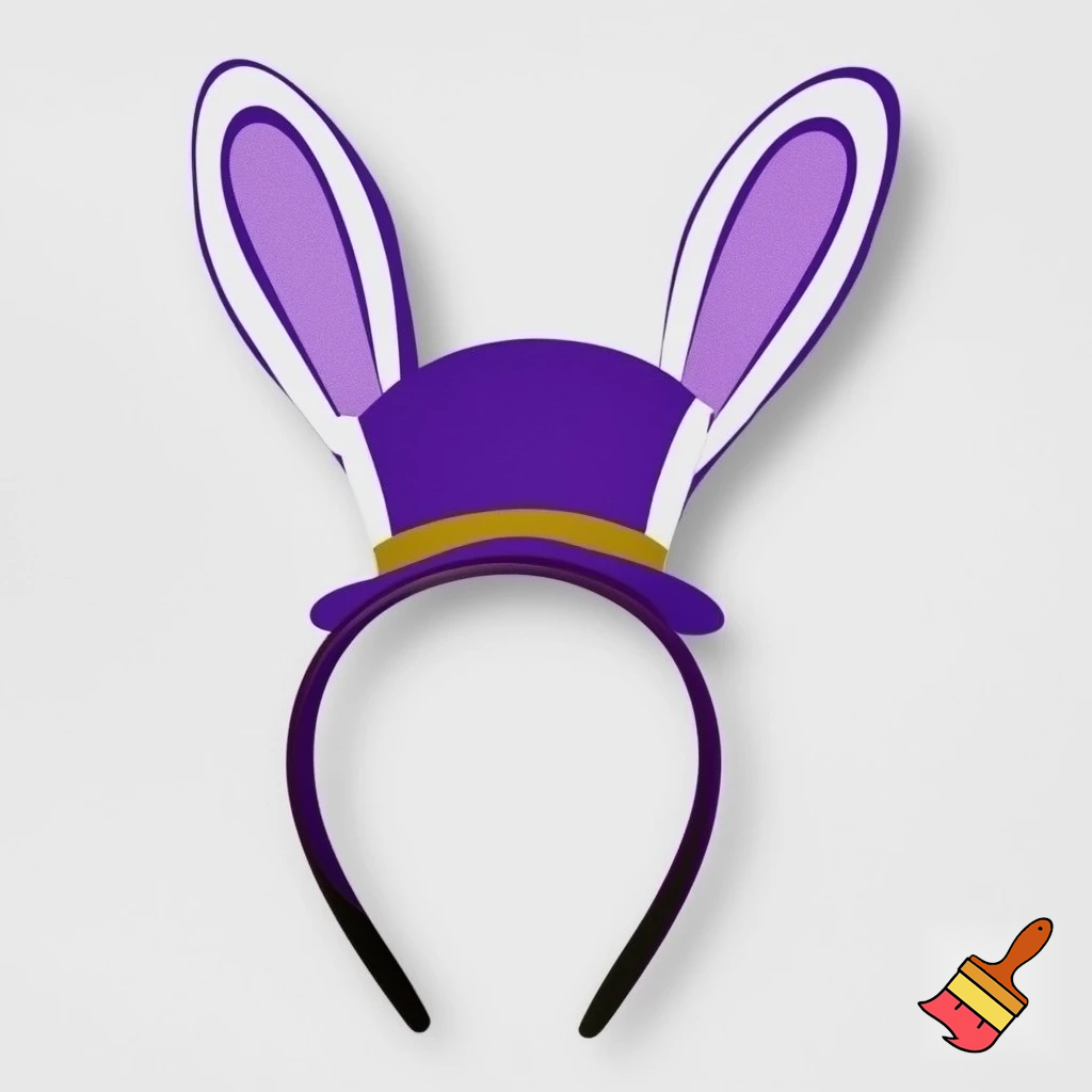 Easter bunny top hat headband, purple, purple and white with gold