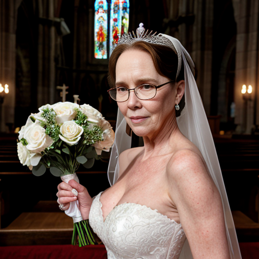 John Goodman y Elizabeth Perkins glasses con corona Flores veil con traje formal elegante boda sensual sexy con holding ramo de flores con altar con iglesia templó católico 13