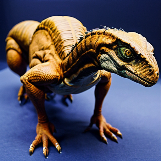 A female velociraptor with big butt cheeks. There are several tranquilizer darts in each butt cheek