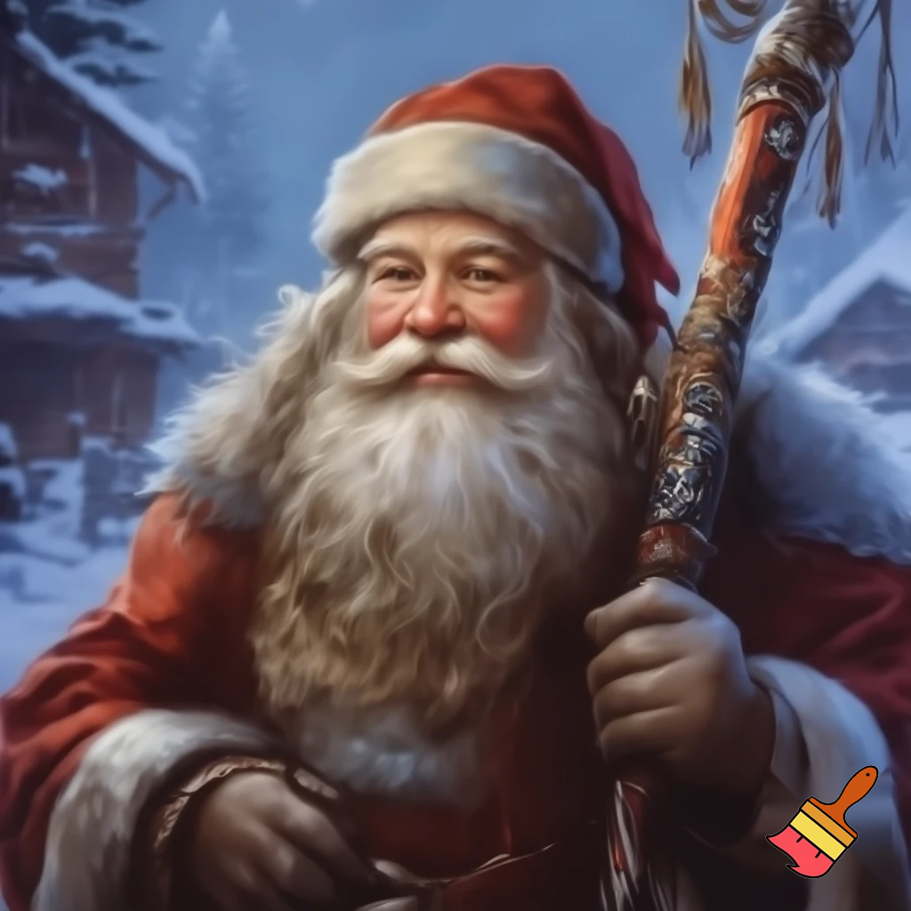 Russian walking stick Santa Claus