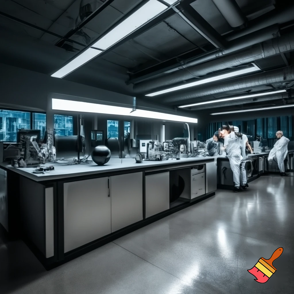 create me a productive modern industrial work environment in the lighting field