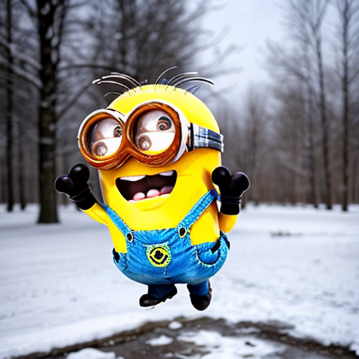 Minion flying in snow 
