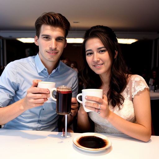 Goretzka drink coffee and Vanessa drink coffee at the wedding 
