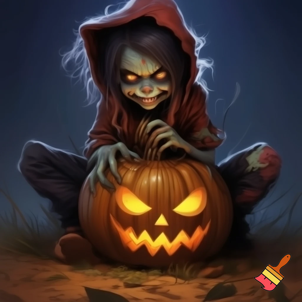 Zombie girl with Jack o lantern