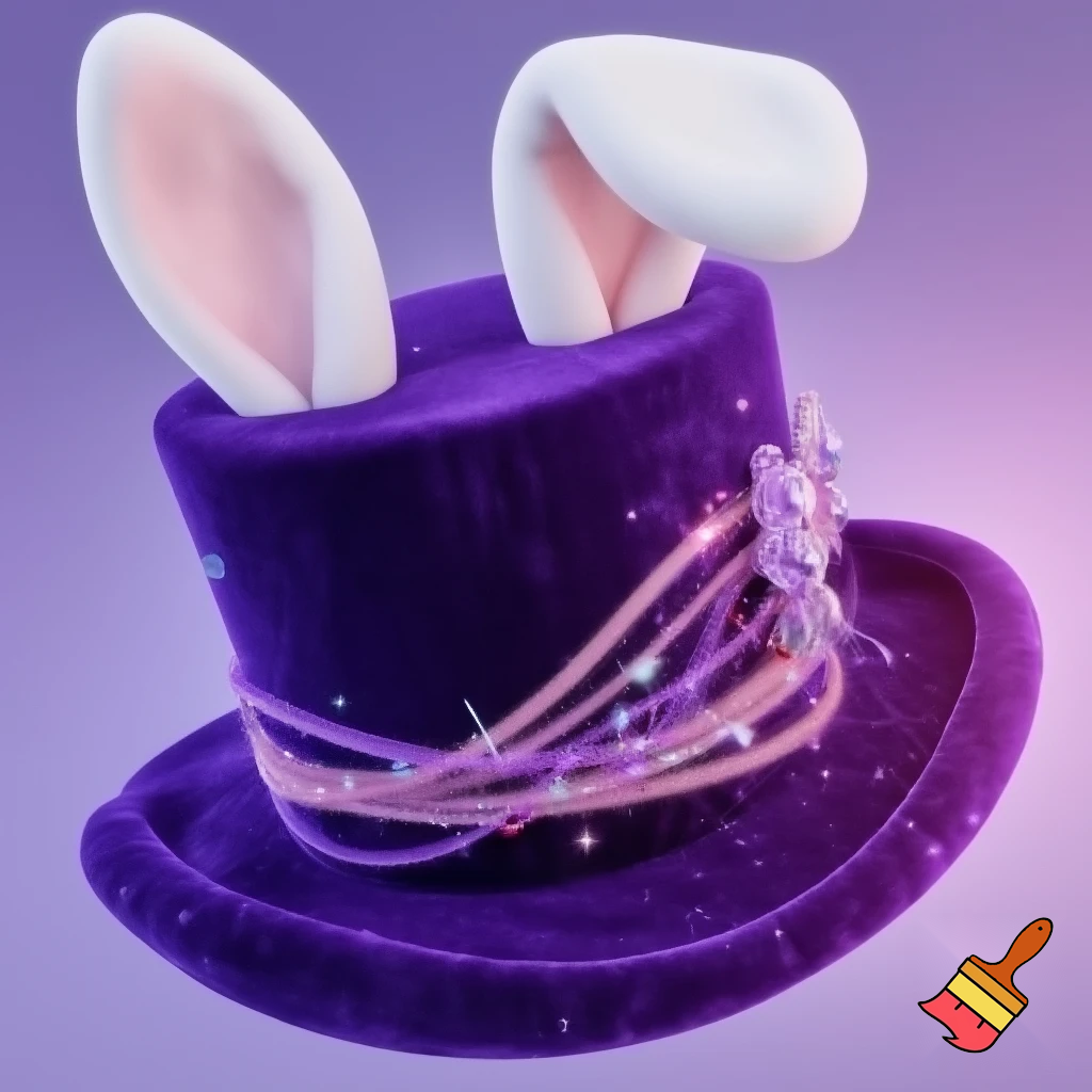 Black top hat with bunny ears velvet white and purple purple and white headband fabric and velvet glitter, purple and pink special present true special and delicate velvet white purple Easter bunny is bunny top hat velvet?