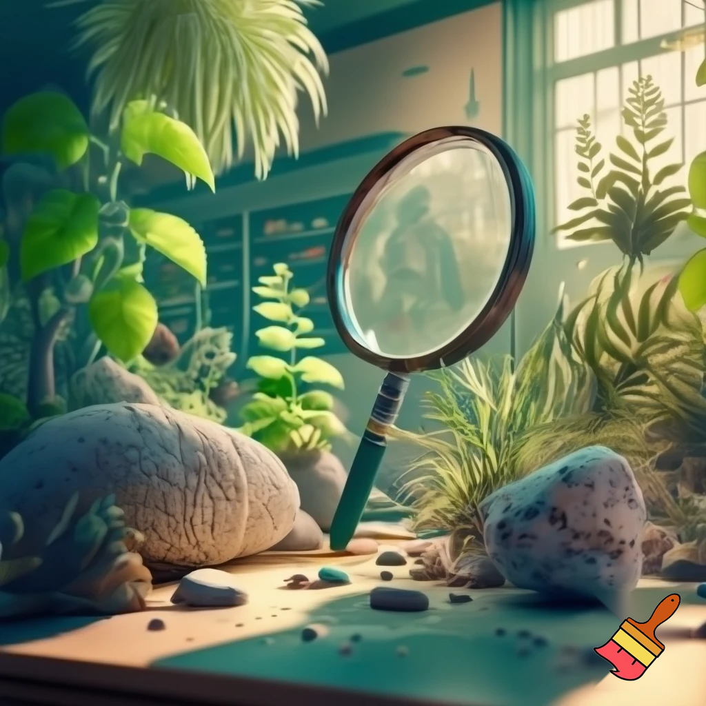crea un aula con Sector de ciencia: lupas, plantas, materiales naturales