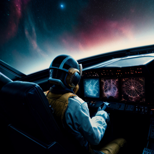 Interior cockpit view looking out at deep-space nebulae — colorful gaseous formations flowing like neural patterns, protagonist sitting contemplative, HUD overlays unobtrusive, emotional and quiet, soft warm highlights on face, ultra-detailed starfield.

Settings / Steps:

Aspect ratio 21:9 (cinematic).

Depth: foreground cockpit instruments, mid protagonist, background nebula.

Mood: contemplative, minimal action.


Negative prompt: text overlays, low detail, garish colors, watermark

Variations: external shot of ship drifting past nebula, portrait of protagonist in helmet.
