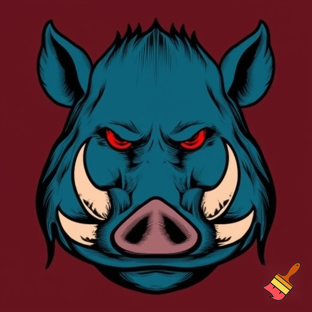 a wanted poster of fierce wild pig red eyes face tattoo's prison clothes