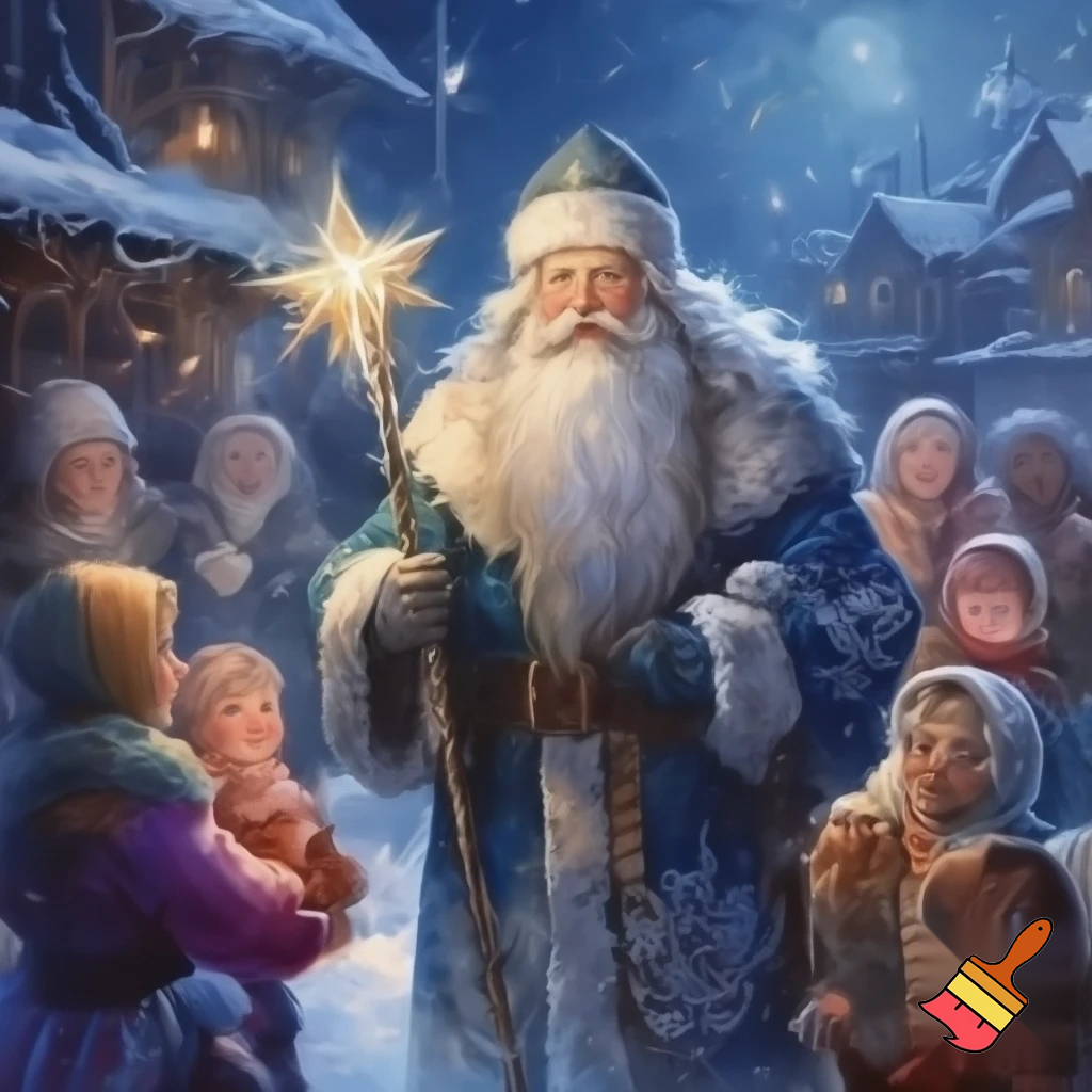 Russia, Santa Claus walking sticks star real Santa Claus people a real real people a real person