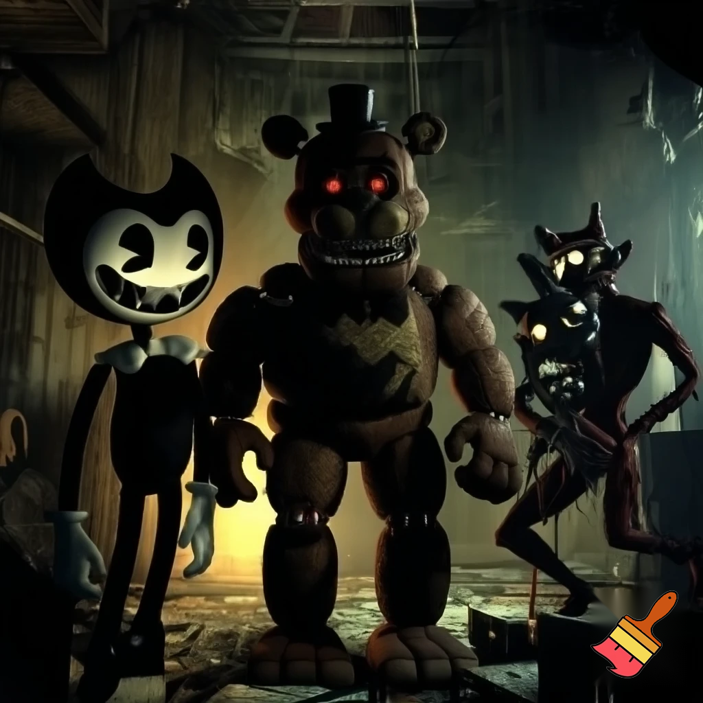 Freddy Fazbear, Bendy, and CatNap